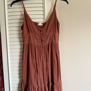 Aeropostale Rust-Brown Spaghetti Strap Midi Dress